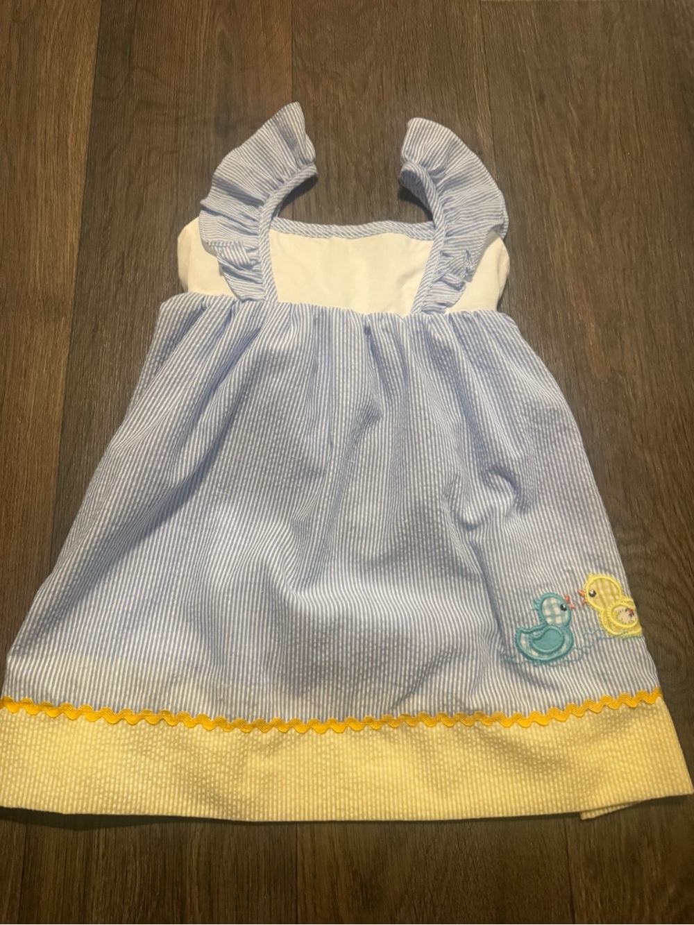 Blue & Yellow Duck Appliqué Girls' Summer Dress